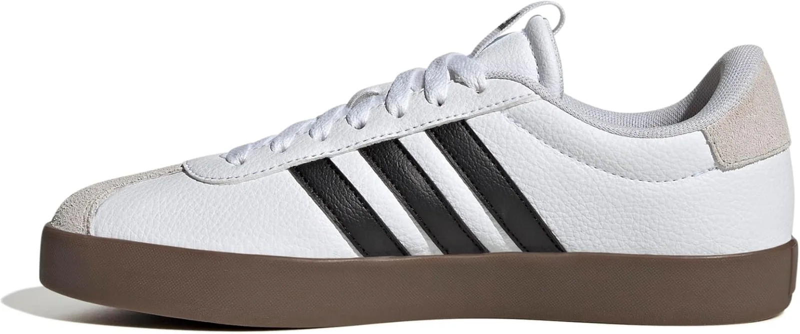 Adidas Women's VL Court 3.0 sneakers, low-top white leather shoes with perforated stripes and cushioned comfort sole