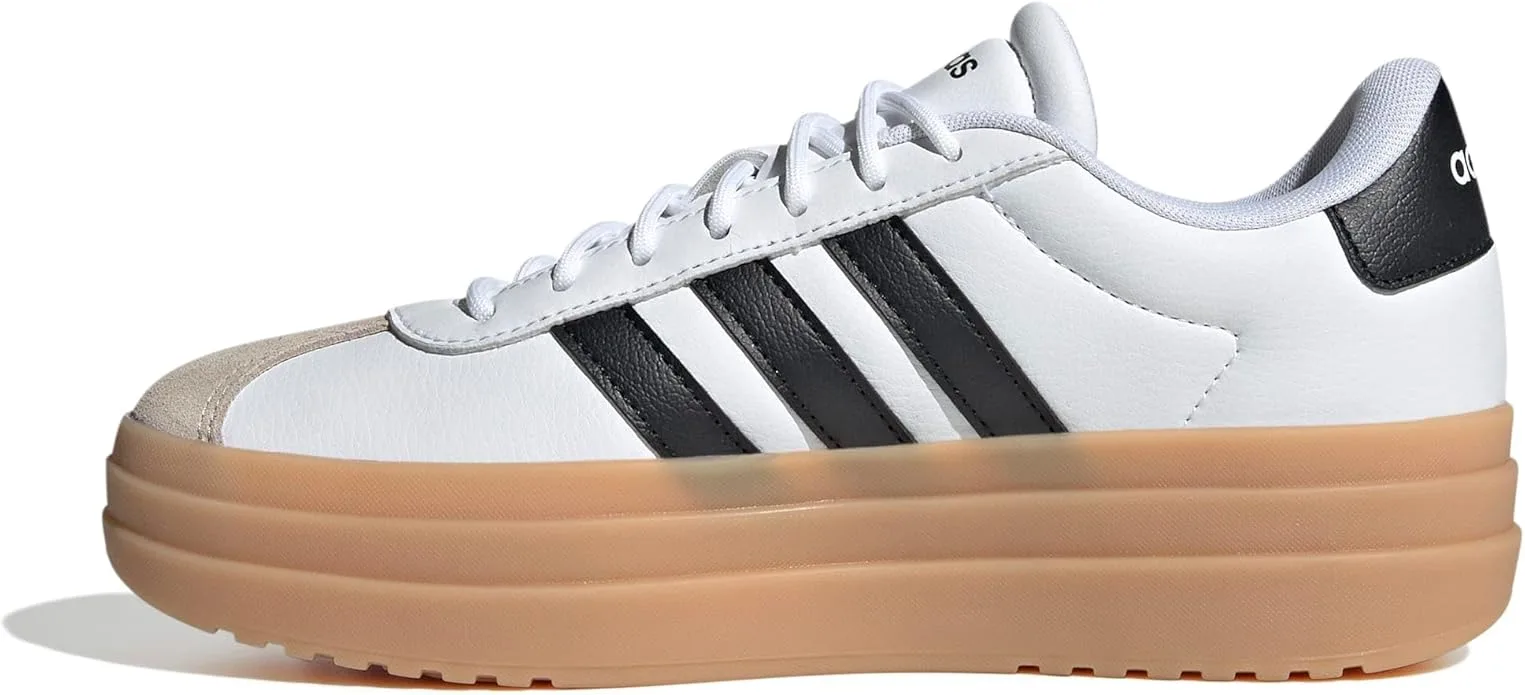 Adidas Women's VL Court Bold Sneakers, white casual shoes with bold chunky sole and classic three-stripe design