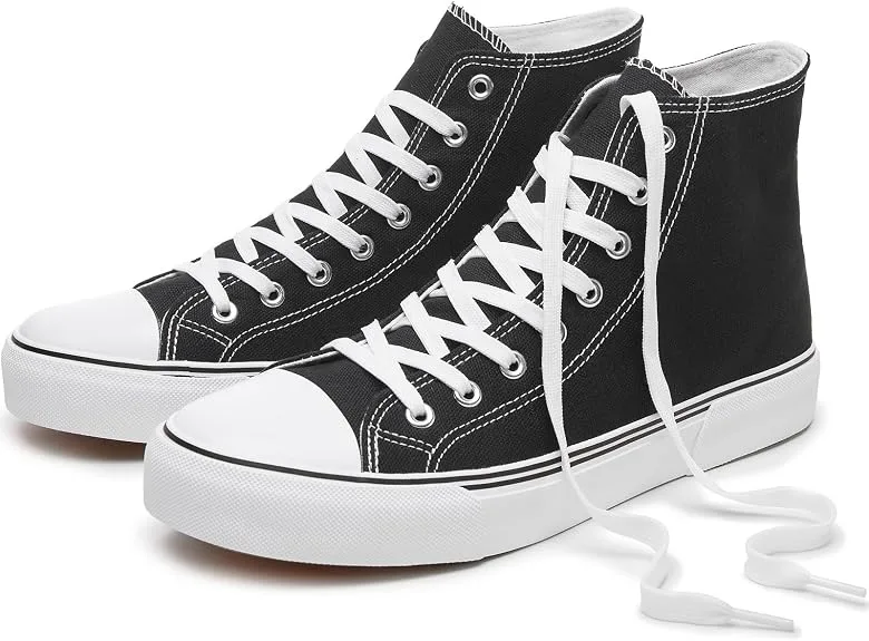 Hash Bubbie high top canvas sneakers featuring breathable construction, lace-up design, non-slip sole, comfortable fit, and casual walking style