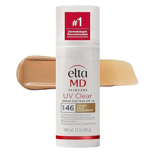 EltaMD UV Clear Face Sunscreen bottle, oil-free zinc oxide formula with SPF 46-50 for sensitive skin