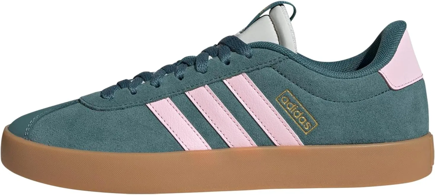 Adidas Women's VL Court 3.0 white sneakers with perforated three-stripe design and classic low-profile tennis shoe silhouette